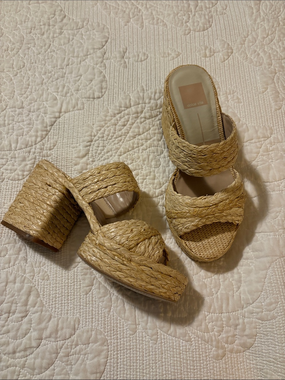 Dolce Vita Natural Braided Platform Slide Sandals